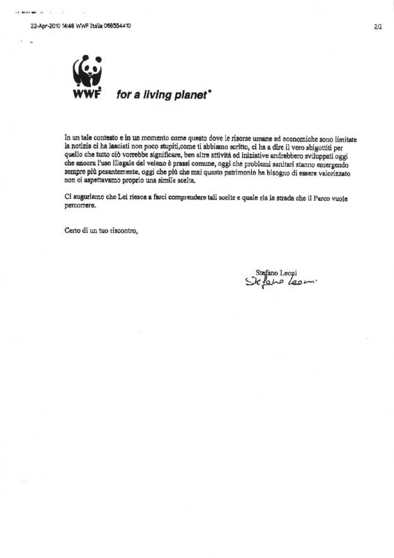 Il Presidente risponde al WWF
